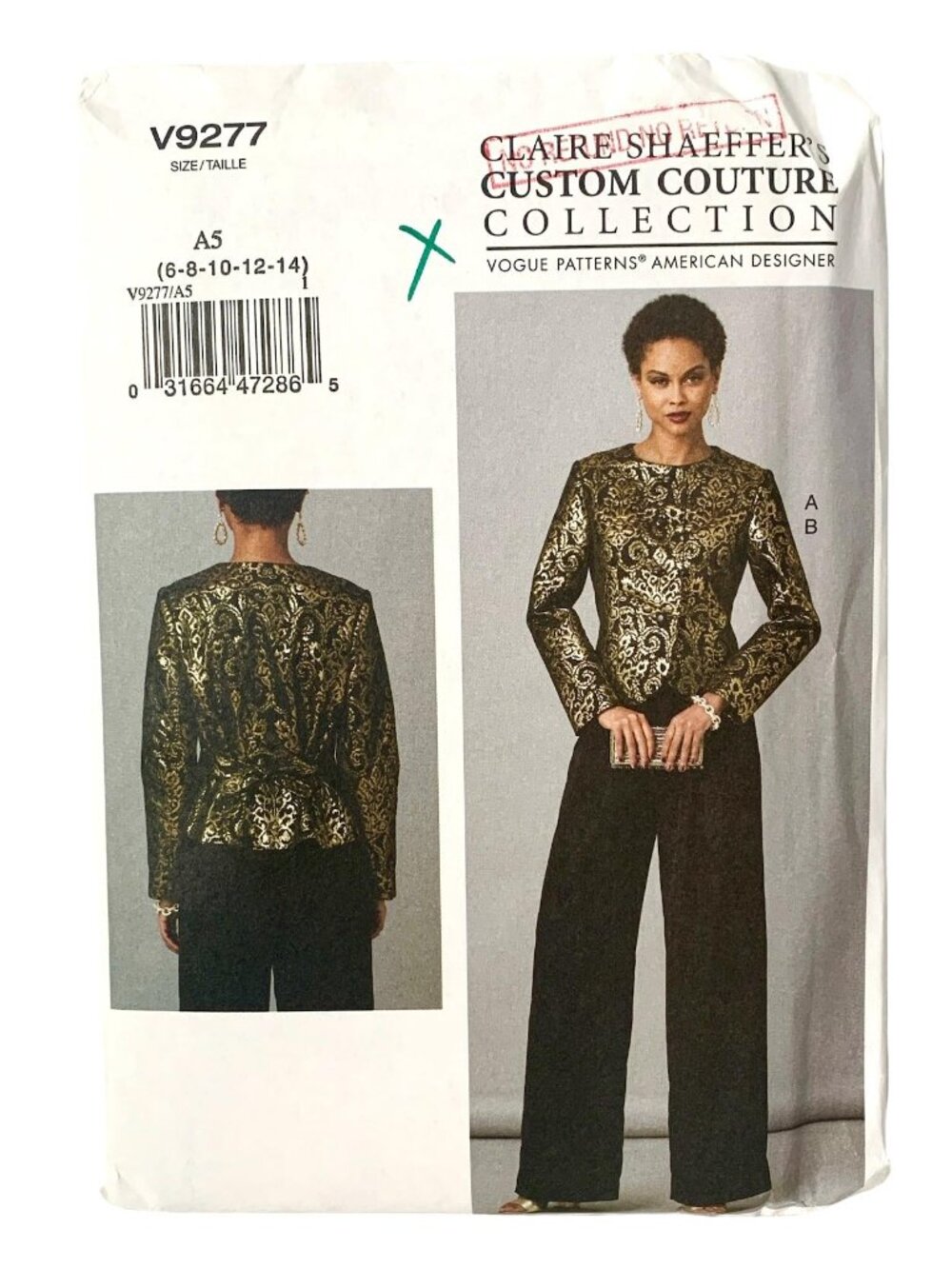 Vogue V9277 Sewing Pattern Misses' Lined Jacket Pants UNCUT Size 6 8 10  12  14